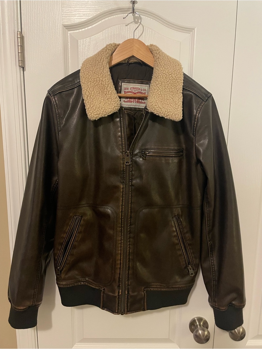 Levi's Dark Brown Faux Leather Aviator Jacket